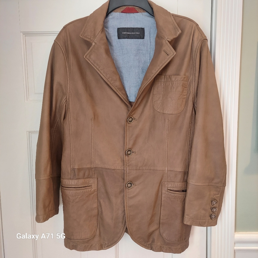 Women's Tan Leather Compagnia Delle Pelli Jacket